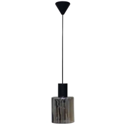 Φωτιστικό Οροφής Mirror-C 02-0418 1/Ε27 Φ14x90cm Fume-Black Heronia Μέταλλο,Γυαλί