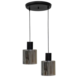 Φωτιστικό Οροφής Mirror-C 02-0420 2/Ε27 Φ35/14x85cm Fume-Black Heronia Μέταλλο,Γυαλί