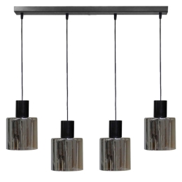 Φωτιστικό Οροφής - Ράγα Mirror-C 02-0423 4/Ε27 Φ15x100x100cm Fume-Black Heronia Μέταλλο,Γυαλί