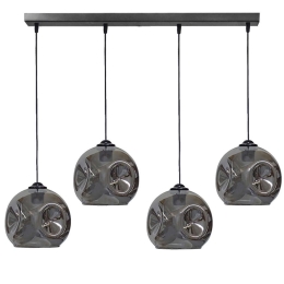 Φωτιστικό Οροφής - Ράγα Pop 02-0414 4/Ε27 Φ20x100x96cm Fume-Black Heronia Μέταλλο,Γυαλί