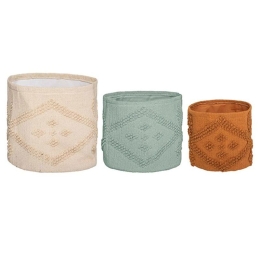 Καλάθι Σετ 3Τμχ Safari 07.173512 (28Χ24+33Χ29+38Χ34)cm Beige-Mint-Cinnamon Ύφασμα