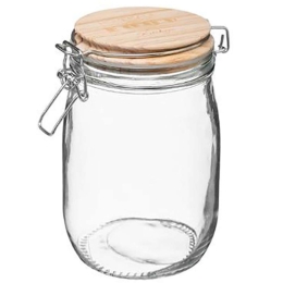 Βάζο  Με Καπάκι Ξύλινο Και Έλασμα 07.169212 500ml 13,5X17cm Clear Ξύλο,Γυαλί
