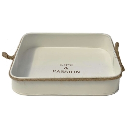 Δίσκος Μεταλλικός Life & Passion 00.03.3932 31Χ31Χ6cm Ecru Μέταλλο