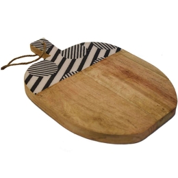Πλατώ Σερβιρίσματος Mango-Enamel 00.07.7431 30/24Χ22Χ2cm Black-White Ξύλο,Πορσελάνη