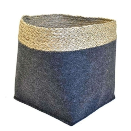 Καλάθι Διακοσμητικό Με Σχοινί 00.06.67174 20x20x20cm Beige-Grey Τσόχα