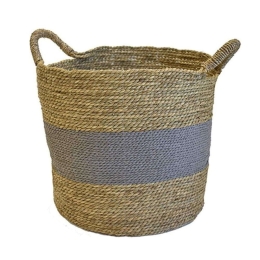 Καλάθι Διακοσμητικό Ψάθινο 00.06.67170 45x45cm Natural-Grey Ψάθα