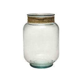 Βάζο Γυάλινο Με Raffia 016.E4756 20x25cm Clear Γυαλί