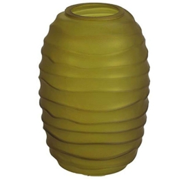 Βάζο Γυάλινο Ριγέ 013.783955 10,5x15,5cm Olive Γυαλί