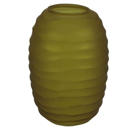 Βάζο Γυάλινο Ριγέ 013.783956 15x22,5cm Olive Γυαλί