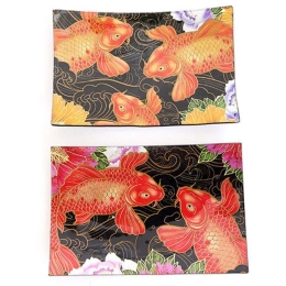 Διακοσμητικό Πιατάκι Koi 014.TJNK0016 23x15cm Multi Γυαλί