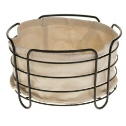 Ψωμιέρα Μεταλλική Με Εκρού Ύφασμα 07.166287B 25x10cm Black-Beige Μέταλλο