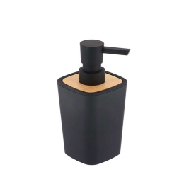 Δοχείο Κρεμοσάπουνου Rubber Με Bamboo 06.62110103 Black-Natural Πλαστικό
