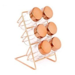Βάση Μπαχαρικών Με Δοχεία (Σετ 6Τμχ) 014.KG0760 Bronze Μέταλλο,Γυαλί