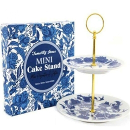Ορντεβιέρα Διώροφη Blue Leaves 014.TJW036 24cm White-Blue Κεραμικό