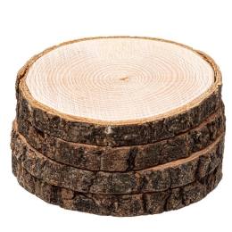 Σουβέρ Κορμός Δένδρου 07.176918 (Σετ 4Τμχ) Φ10cm Brown-Natural Ξύλο