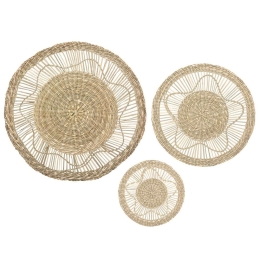 Διακοσμητικό Τοίχου Seagrass (Σετ 3Τμχ) 07.179488 Φ18/28/38cm Natural Ψάθα