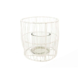 Κηροπήγιο Μεταλλικό Συρμάτινο 012.862134045 16x16cm White Μέταλλο