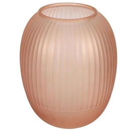 Βάζο Γυάλινο Ριγέ 013.783948 21x25cm Pink Γυαλί