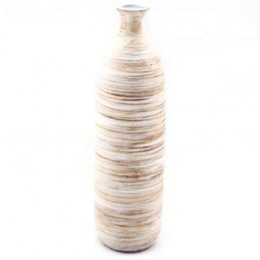 Βάζο Γυάλινο 014.MN0028 10,5x33,5cm Beige Γυαλί