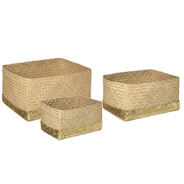 Καλάθι Bamboo (Σετ 3Τμχ) 07.178796 28x21x14/37x25x18/40x31x20cm Beige-Gold Bamboo
