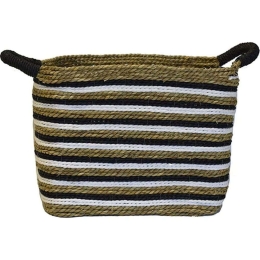 Καλάθι Ριγέ 00.06.67217 39x31x33cm Multi Βαμβάκι, Ψάθα
