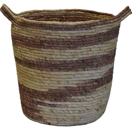 Καλάθι Ριγέ 00.06.67292 35x35cm Natural-Brown Ψάθα