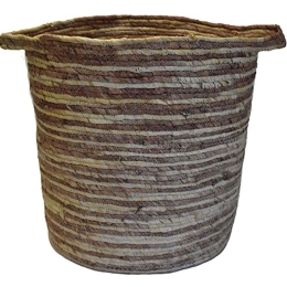 Καλάθι Ριγέ 00.06.67294 45x45cm Natural-Brown Ψάθα