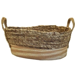 Καλάθι Ριγέ 00.06.67392 40x28x17cm Brown Ψάθα
