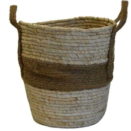 Καλάθι 00.06.67254 28x27cm Brown-Ecru Ψάθα