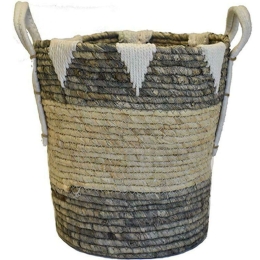 Καλάθι 00.06.67376 31x32cm White-Grey Ψάθα