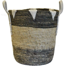 Καλάθι 00.06.67377 35x37cm White-Grey Ψάθα