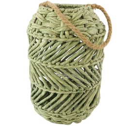 Φανάρι Σχοίνινο Μακραμέ 012.862101077 22x54cm Green Σχοινί