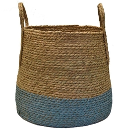 Κασπώ - Καλάθι Rush 00.06.67330 37x38cm Natural-Blue Ψάθα
