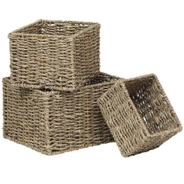 Καλάθια (Σετ 3Τμχ) 06.84159104 14x11x10/18x15x12/22x19x14cm Natural Ψάθα,Σχοινί