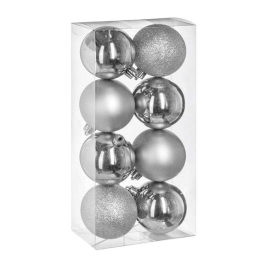 Χριστουγεννιάτικη Μπάλα (Σετ 8Τμχ) 07.129170AR Φ7cm Silver