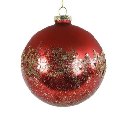 Χριστουγεννιάτικη Μπάλα Με Glitter 013.789245 Φ10cm Red-Gold