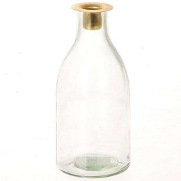 Κηροπήγιο - Βάζο 012.862296016 9x22cm Clear-Gold Γυαλί