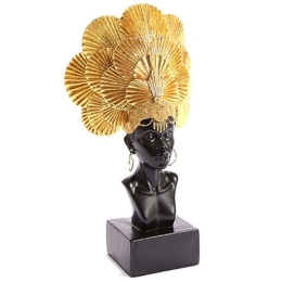 Διακοσμητική Προτομή Αφρικάνα 014.TJBH141 26cm Black-Gold Πολυρεσίνη