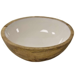 Διακοσμητικό Μπωλ Mango Enamel 00.07.7466C 20x6,5cm Brown-White Ξύλο