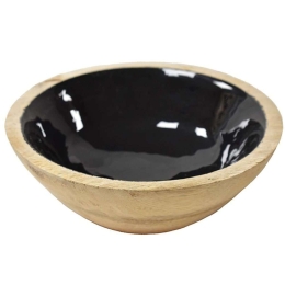 Διακοσμητικό Μπωλ Mango Enamel 00.07.7466D Φ20x6,5cm Brown-Black Ξύλο