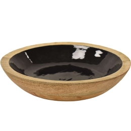 Διακοσμητικό Μπωλ Mango Enamel 00.07.7467D Φ29x6cm Brown-Black Ξύλο