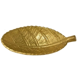 Διακοσμητική Πιατέλα Φύλλο 00.07.74003 20x11,5cm Gold Αλουμίνιο