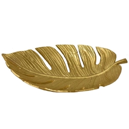 Διακοσμητική Πιατέλα Φύλλο 00.07.74002 22x5,5cm Gold Μέταλλο