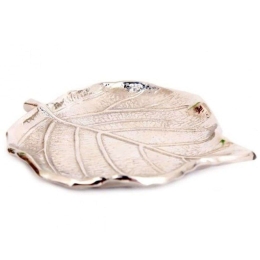 Διακοσμητική Πιατέλα Φύλλο 014.OR1396 12,5x11cm Silver Μέταλλο