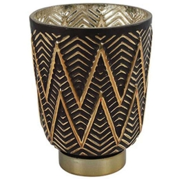 Κηροπήγιο Chalice 013.789366 11x13,2cm Black-Gold Γυαλί