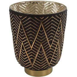 Κηροπήγιο Chalice 013.789367 13x16cm Black-Gold Γυαλί
