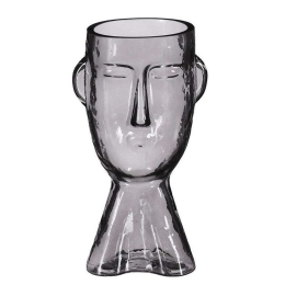 Βάζο Γυάλινο Face 02.1122534 12x24cm Smoke Γυαλί