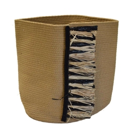 Καλάθι Με Κρόσια 00.06.67604 43x46cm Black-Natural Βαμβάκι, Ψάθα