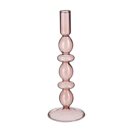 Κηροπήγιο Γυάλινο 02.1121709 9x27cm Pink Γυαλί