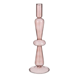 Κηροπήγιο Γυάλινο 02.1121719 9x31cm Pink Γυαλί